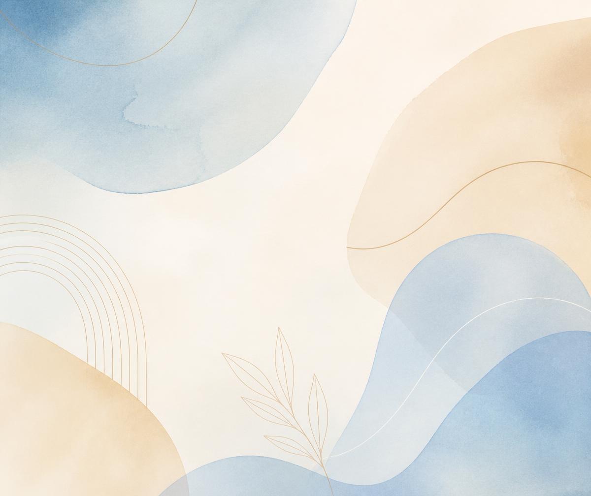 Soft abstract shapes in blue and warm neutral tones