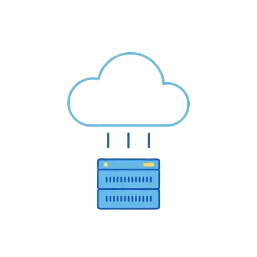 Illustrated icon of a server and cloud