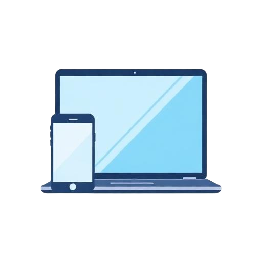 Illustrated icon of a phone and a laptop screen